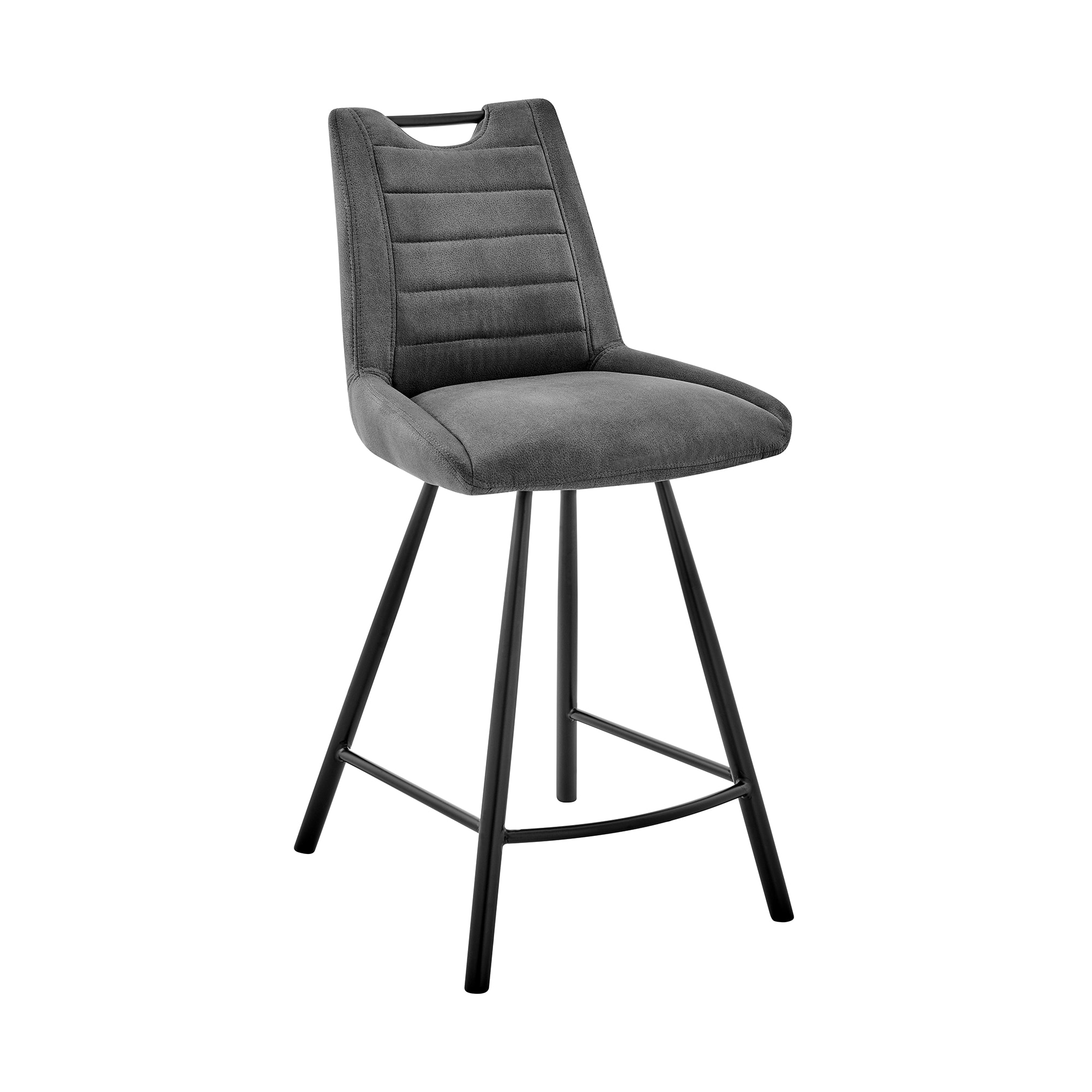 Armen Living LCAZBACH30 Arizona Gray/black 30.0-in H Bar height Bucket seat Upholstered Metal Bar Stool and Back