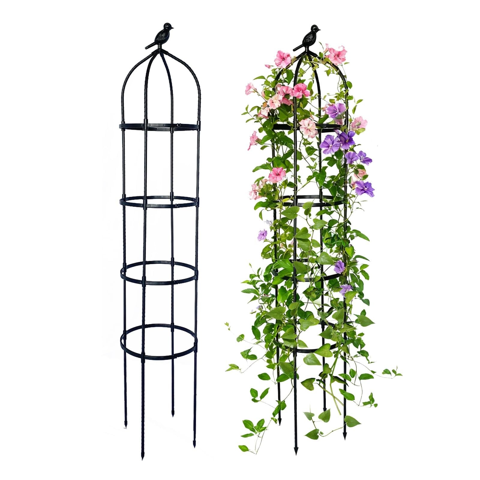 Adrinfly  2 Pack 67 in x 12.5 in Garden Obelisk Trellis Adjustable Steel Tube for Climbing Plants Indoor Outdoor Flower Vegetable Cucumber Support