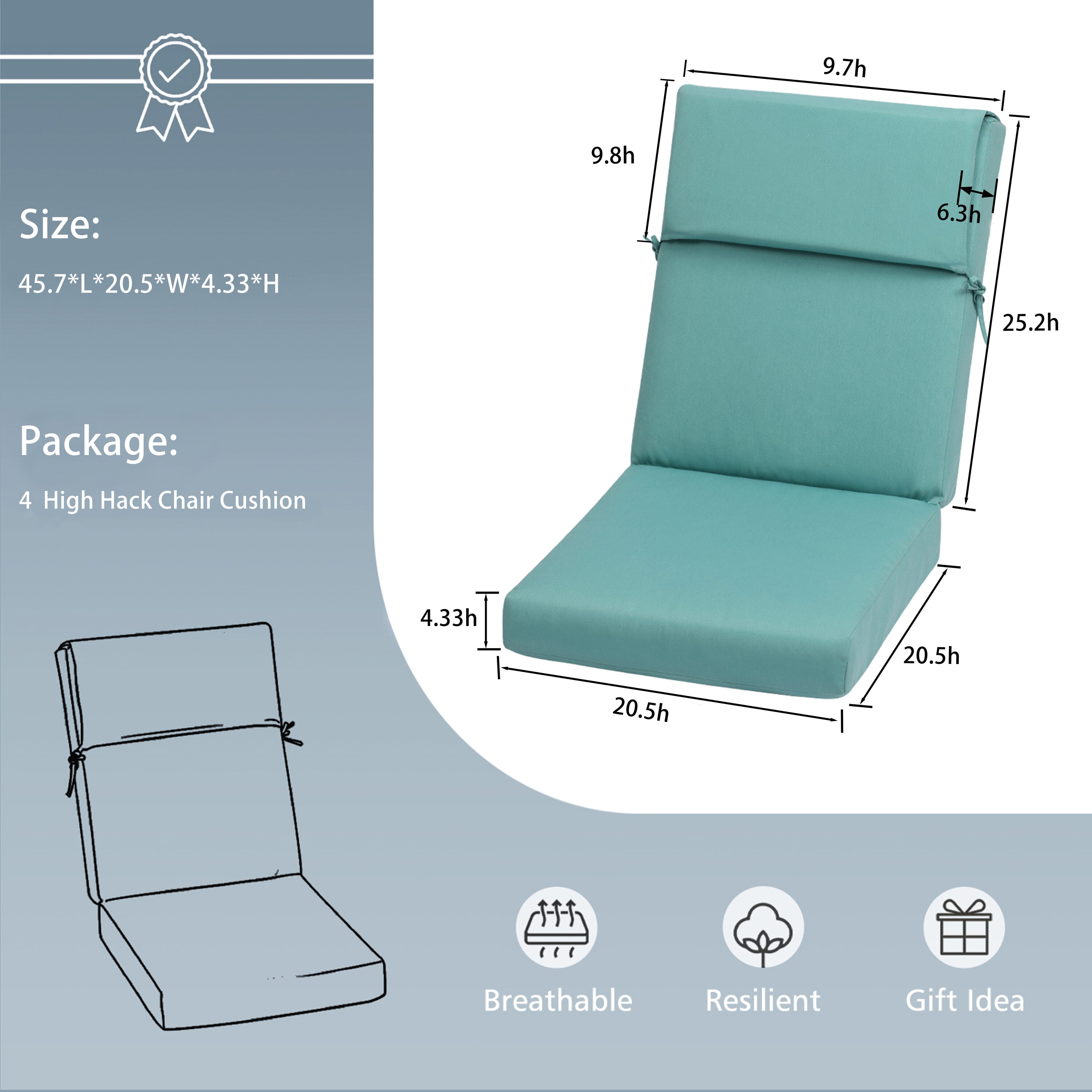 Aoodor A050-PBUBU Patio-Furniture-Cushions - View #3