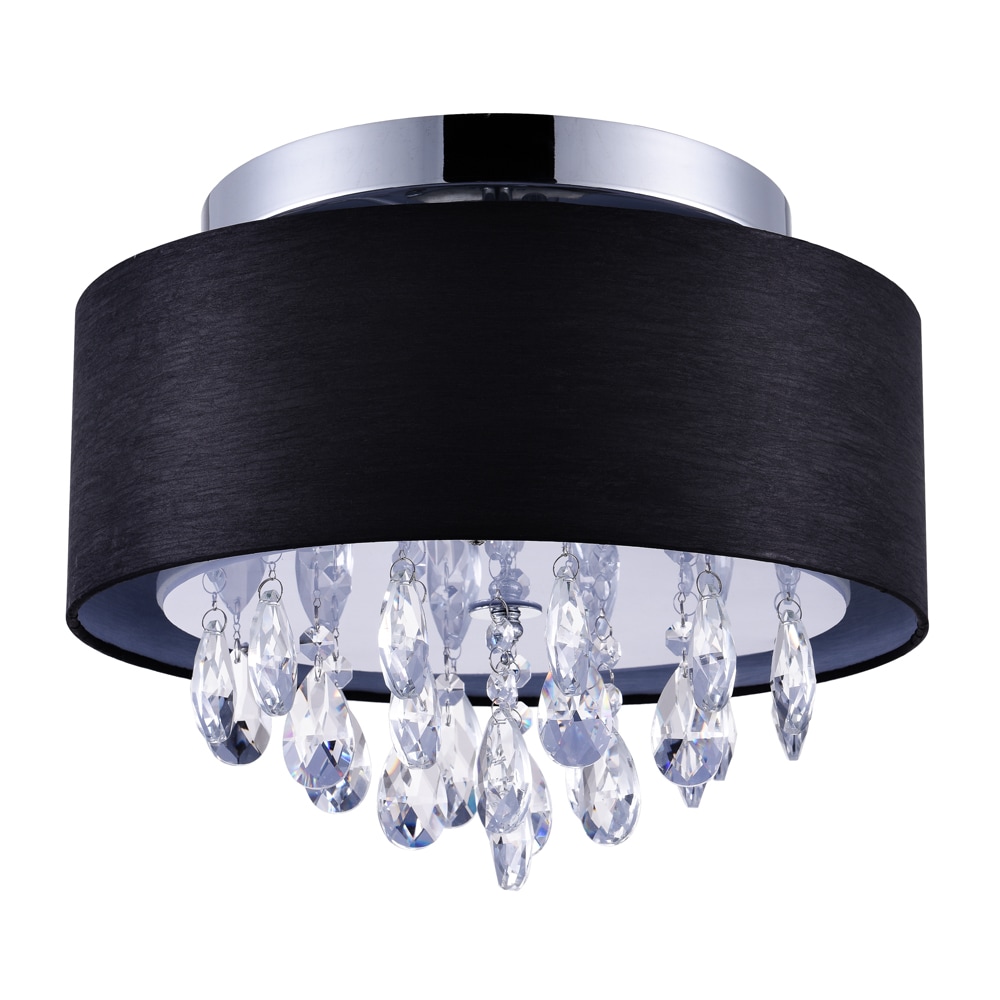 Black and Chrome Crystal 3-Light Flush Mount Ceiling Fixture