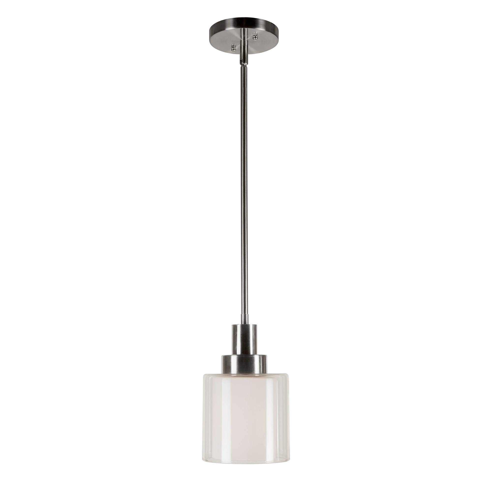 Forte Lighting 2691-01-55 Gino Brushed Nickel Modern/Contemporary Clear Glass Cylinder Mini Hanging Pendant Light