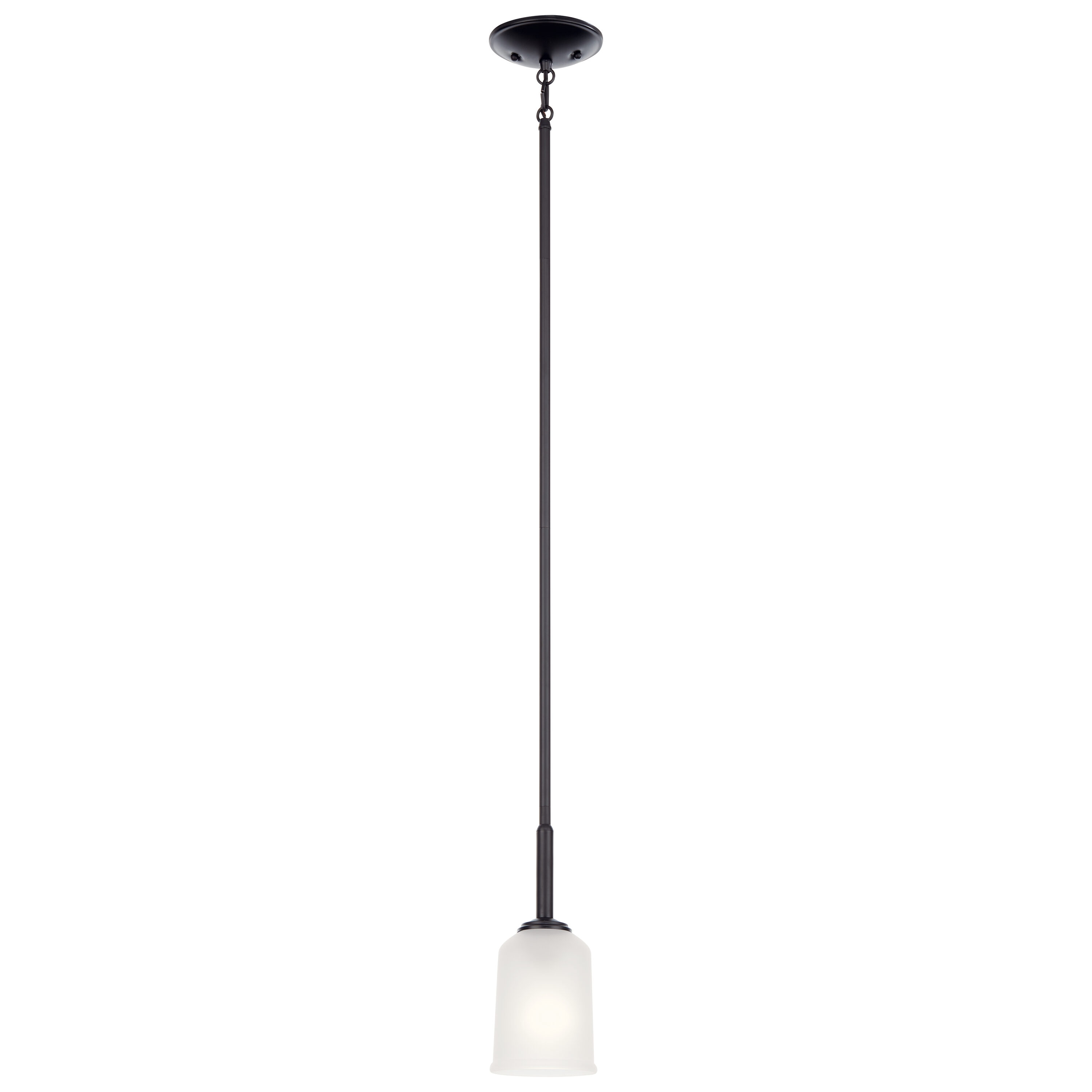 Kichler 43674BK Shailene 1 -Light Black Transitional Etched glass Cylinder Mini Hanging Pendant light