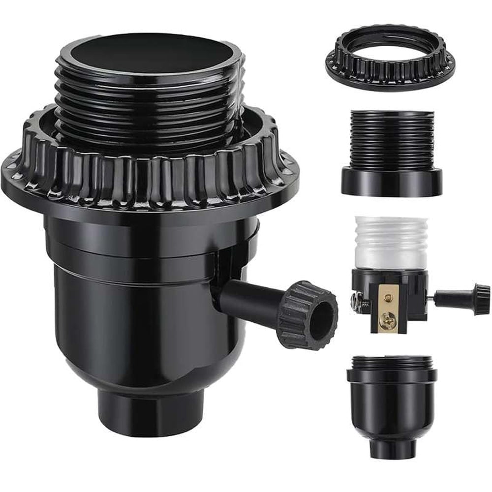 Oyezvary E26 Lamp Socket Replacement with On Off Switch Shade Rings Screw Base for Table and Floor Lamps Fixture Repair 1 pack Black Durable #LOZ0629O040