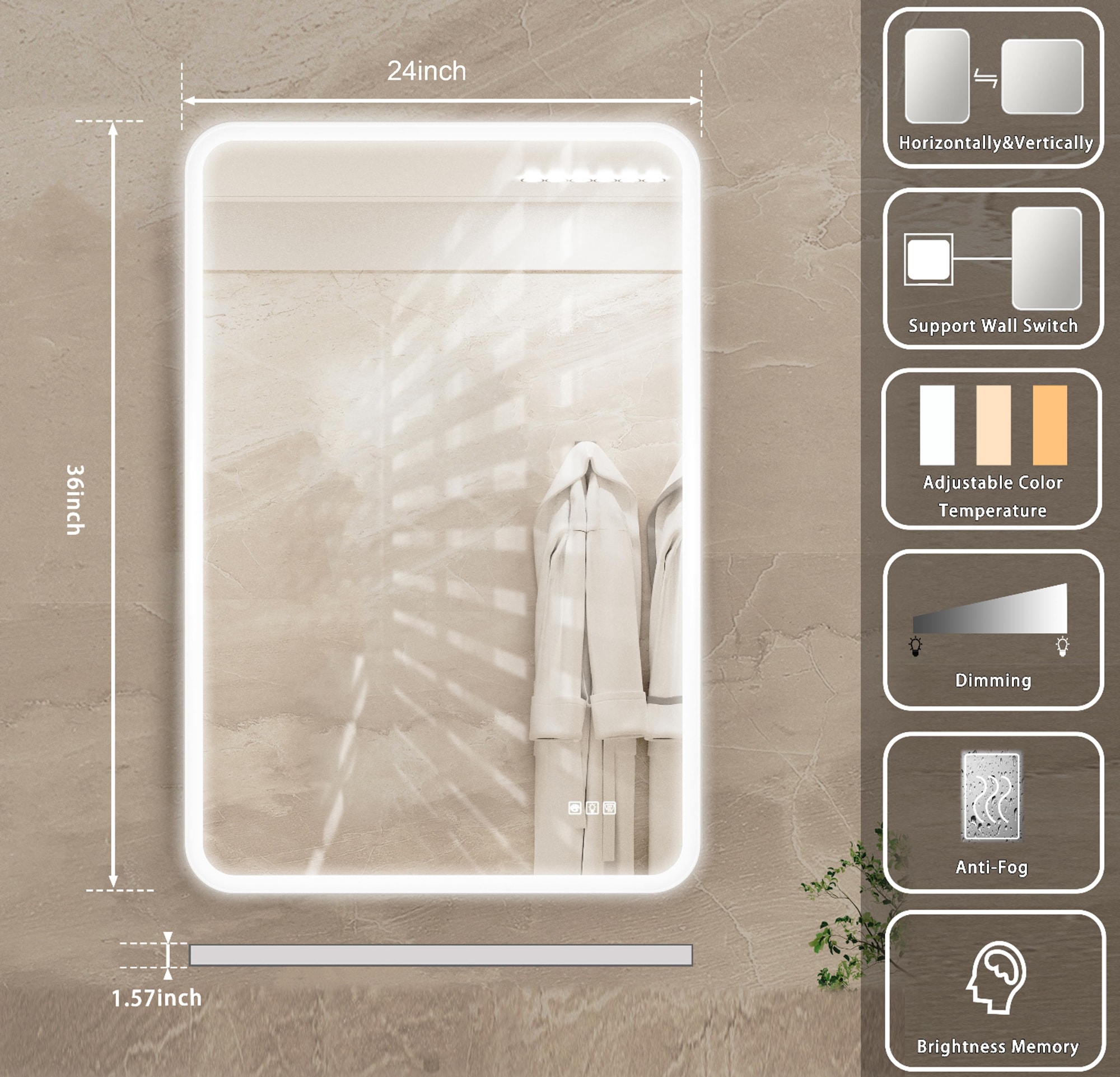 ExBrite X4BM2436 Framed-Bath-Mirrors - View #2