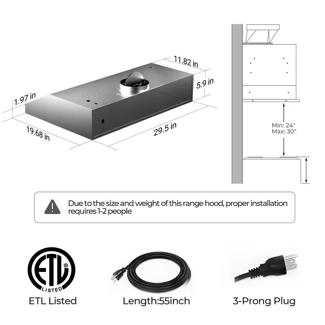 Throes LSCG02-30P Undercabinet-Range-Hoods - View #5