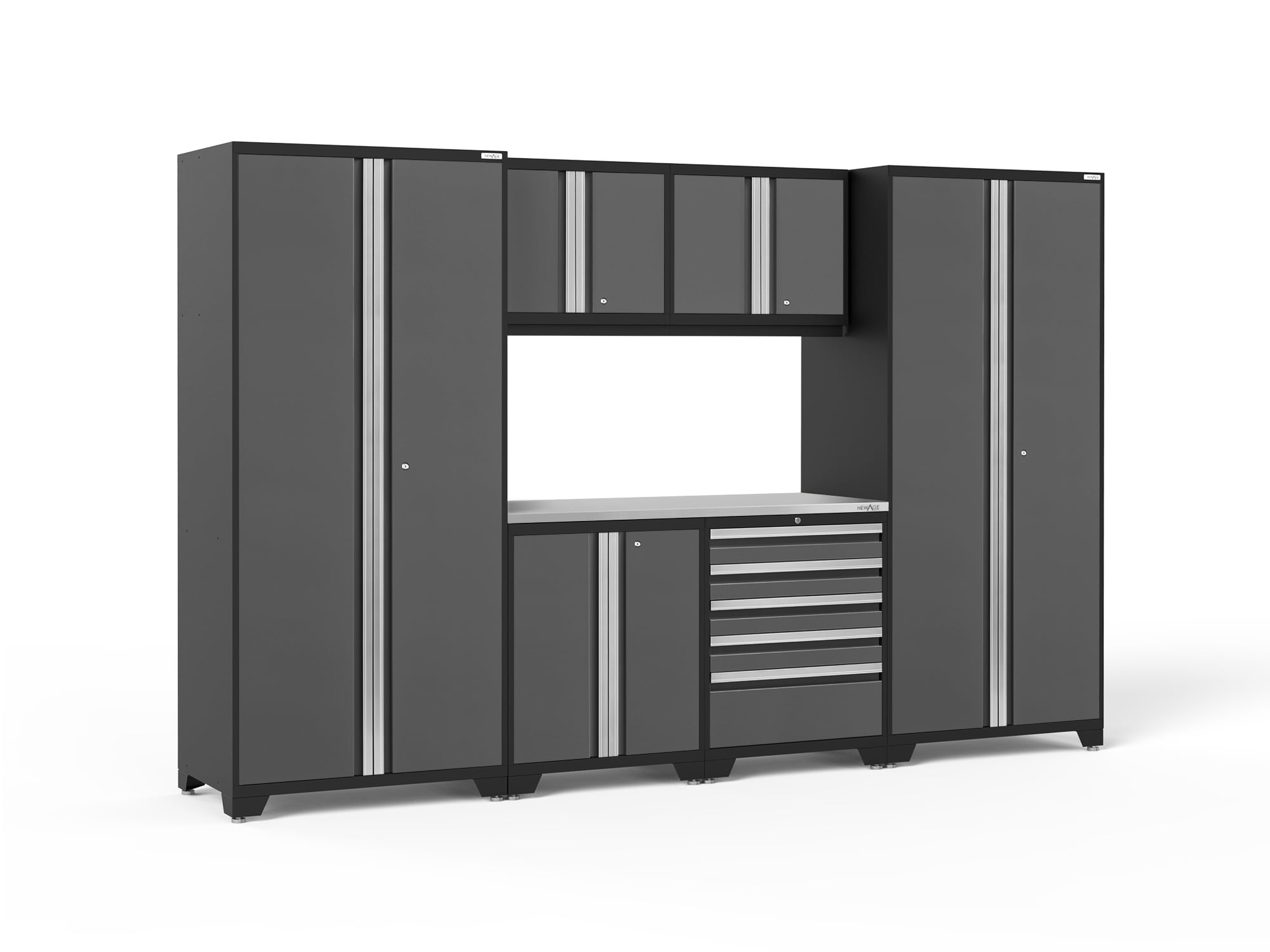 NewAge Products 6-Cabinets Steel Garage Storage System in Charcoal