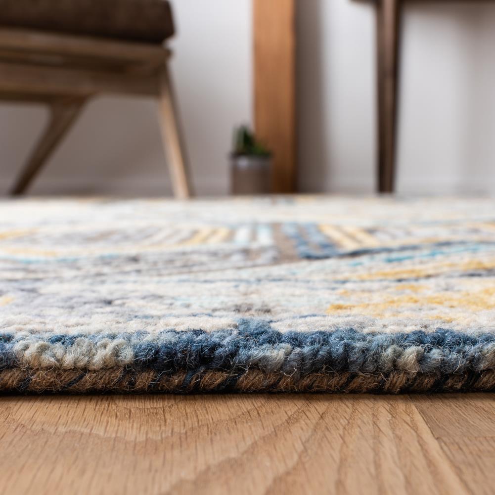 Handmade Gray Wool Tufted Reversible Square Rug, 6'