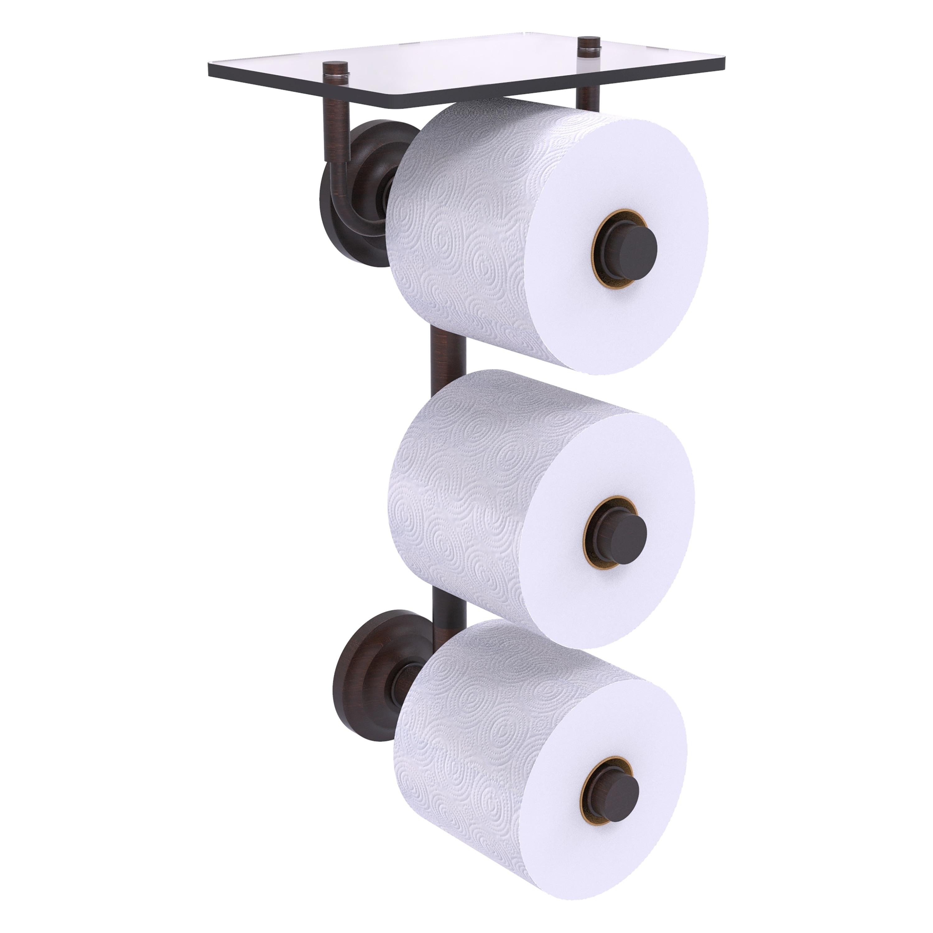 Allied Brass QN-35-3VS-VB Que New Venetian Bronze Wall mount Double post Toilet Paper Holder 3 -Rolls with Storage