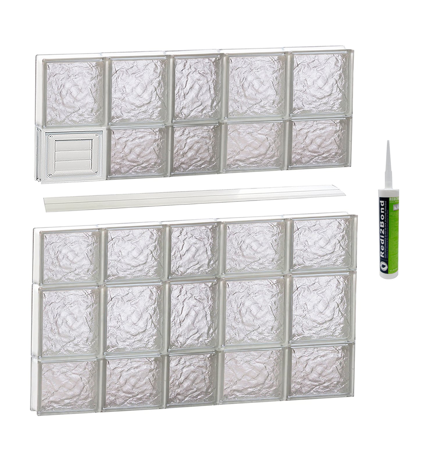 REDI2SET D3834IS Ice Glass 36-3/4-in x 32-3/4-in Frameless Replacement Dryer vent Glass Block Window