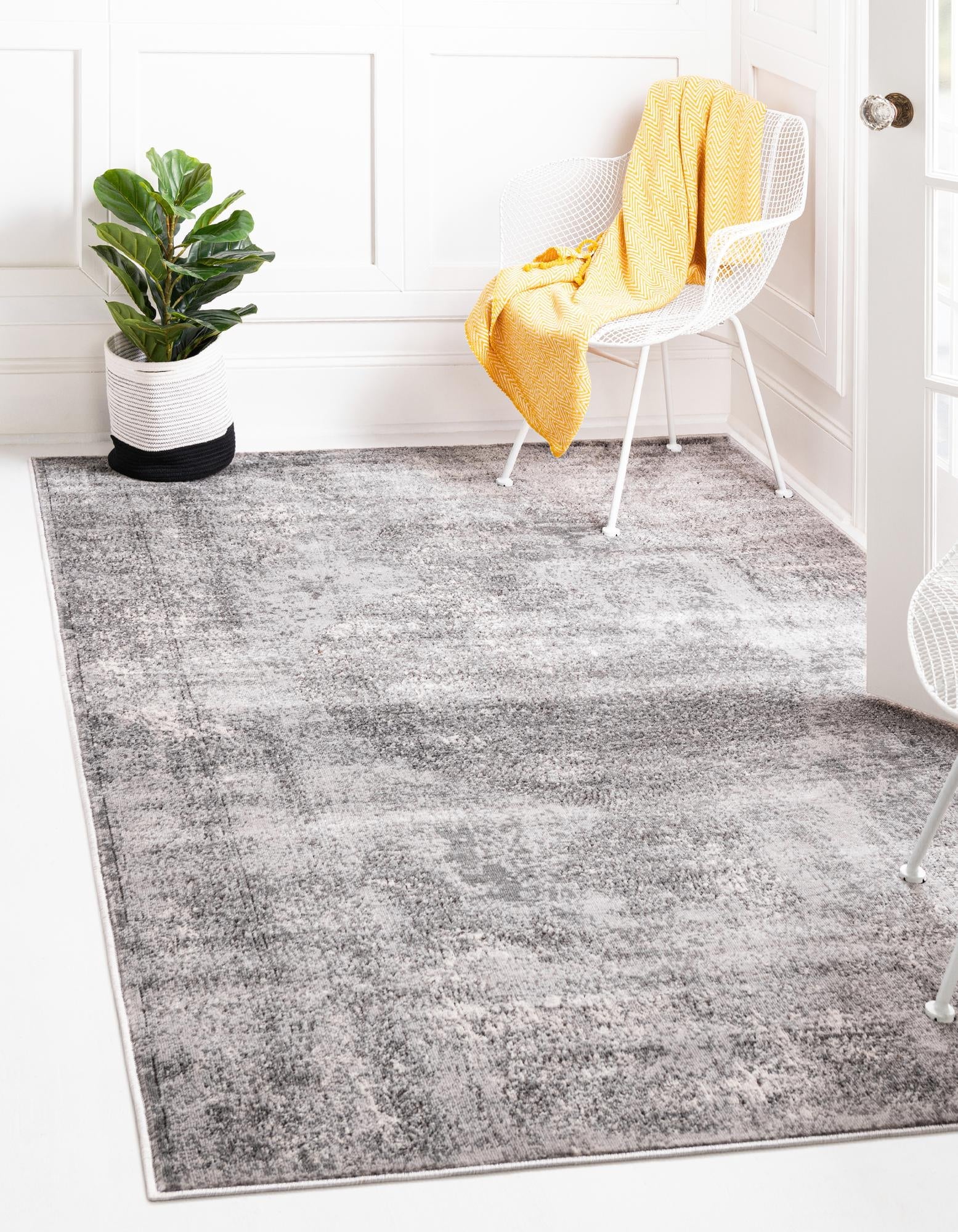 Unique Loom 3147326 Portland 6 x 9 (ft) Loomed Polypropylene Gray Rectangular Indoor Medallion Area rug