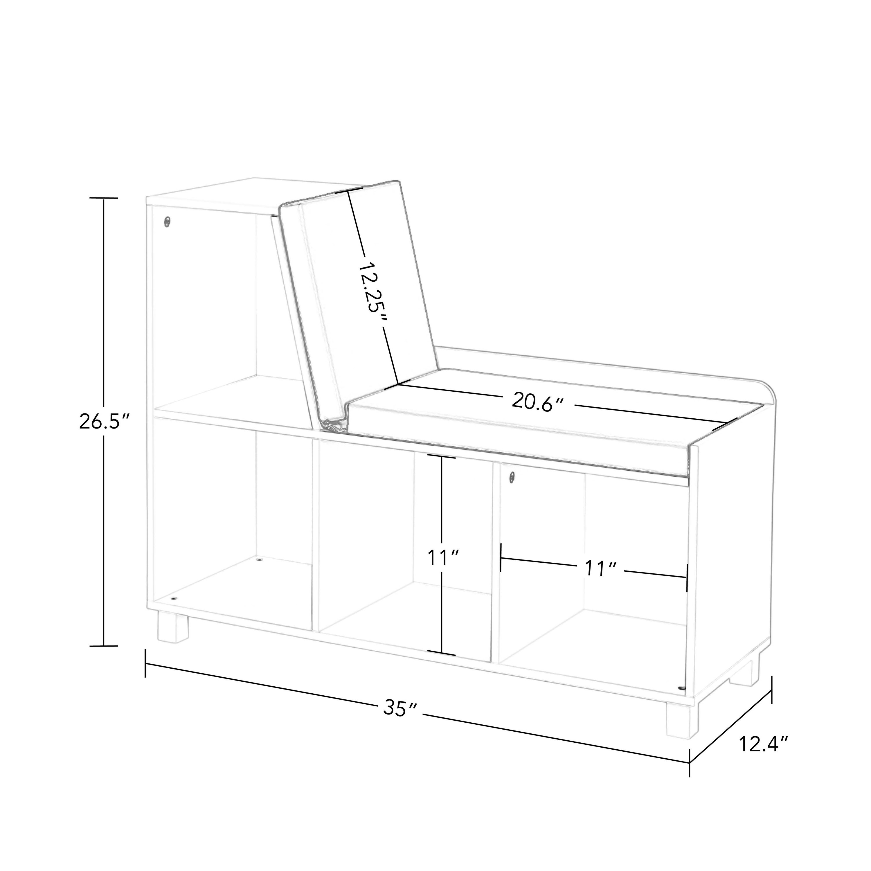 RiverRidge Book Nook Storage Bench Casual White with 2 Pc Gray Bins ...