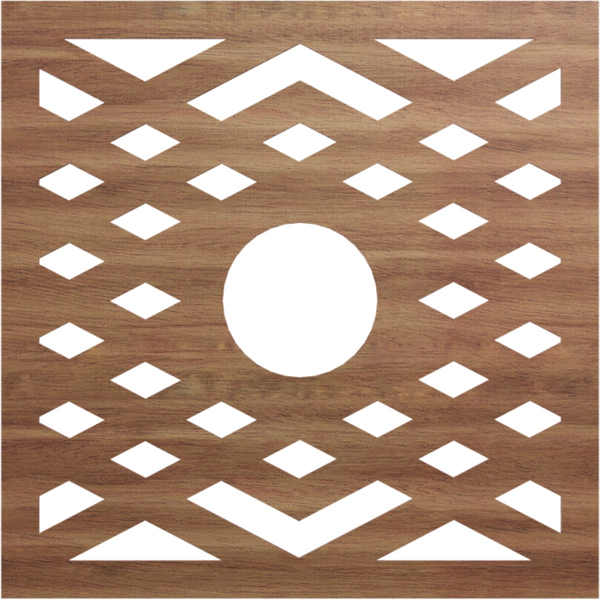 Ekena Millwork CMWP36X36X0375CHWA Chevron Fretwork Pierced 36-in W x 36-in L Architectural Walnut Wood Whole Ceiling Medallion