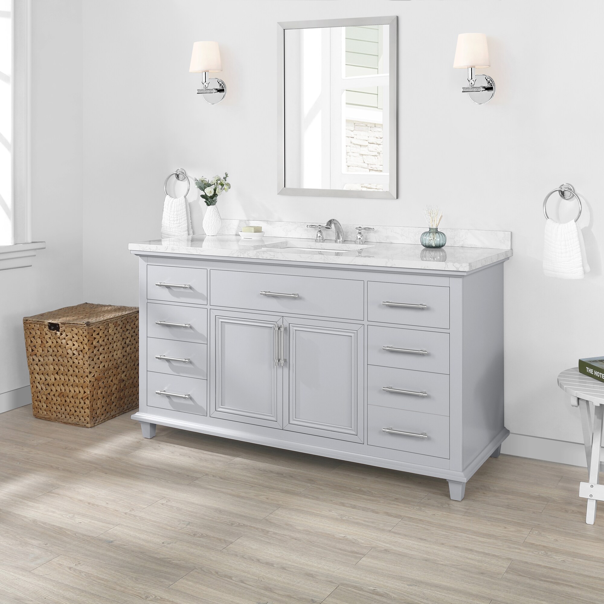 OVE Decors Cassidy 60-in Dove Gray Undermount Single Sink Bathroom ...