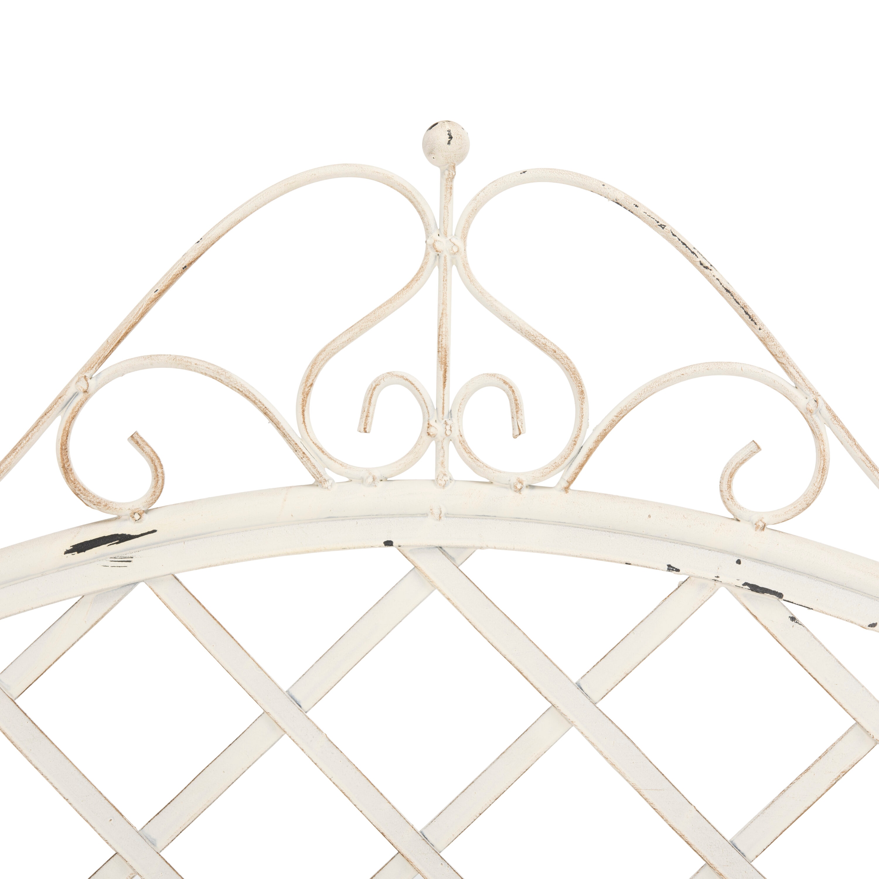 Charming Place de Vosges 46" Antique White Wrought Iron Garden Bench