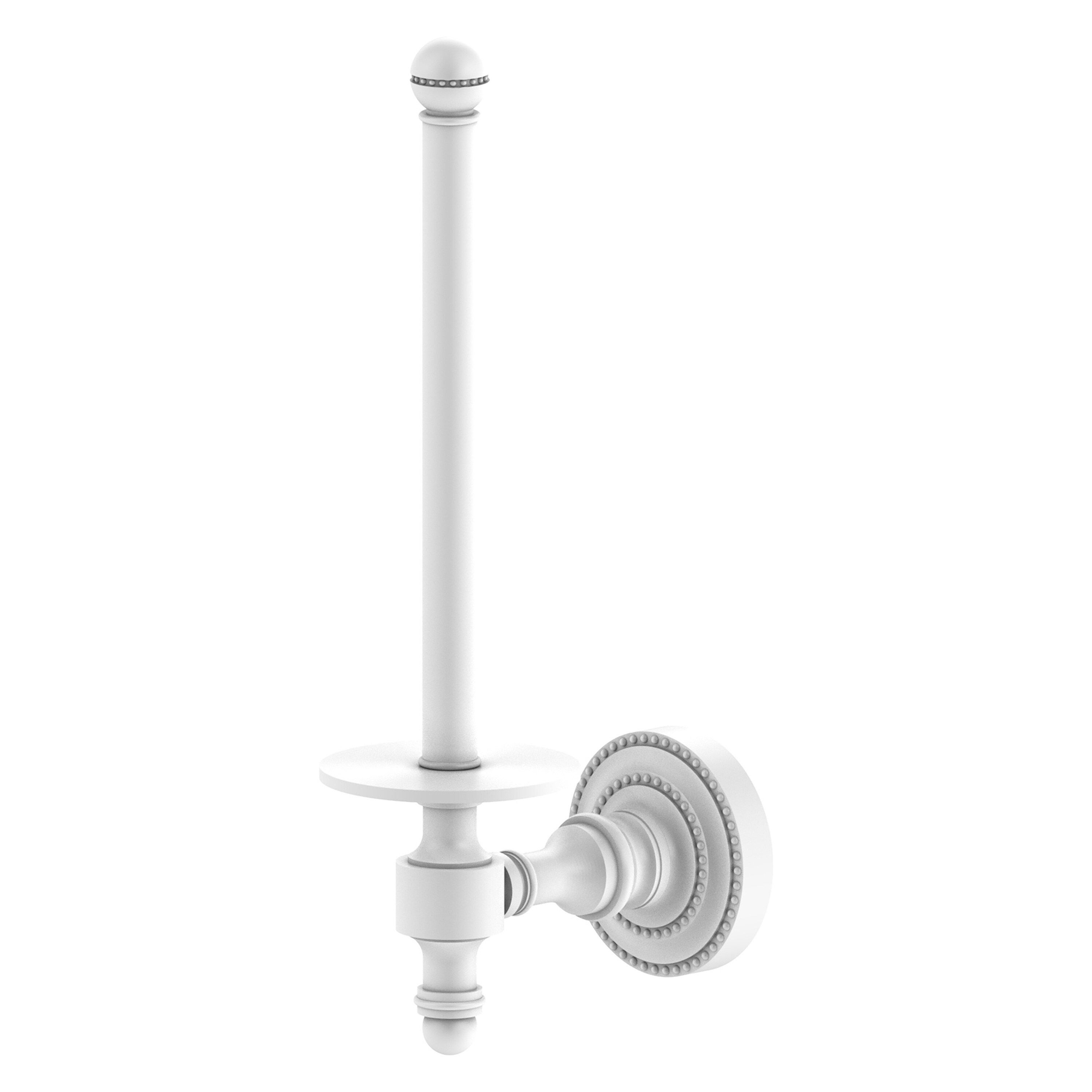 Allied Brass RD-24U-WHM Retro Dot Matte White Wall mount Single post Toilet Paper Holder 1 -Rolls with Storage