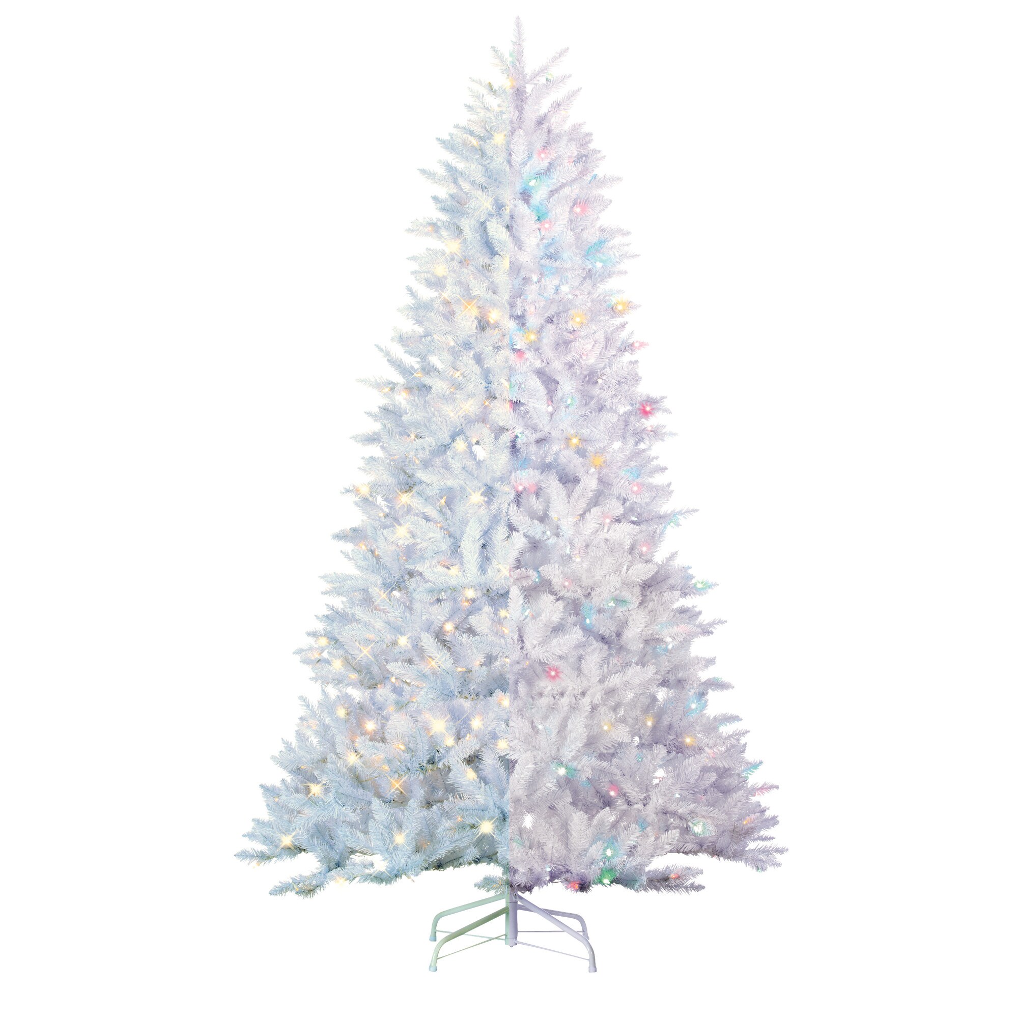 Sterling Tree Company 6119-75CM 7.5-ft Pine Pre-lit Traditional White Artificial Christmas Tree 600 Color Changing Multicolor (Color Lights) LED Lights