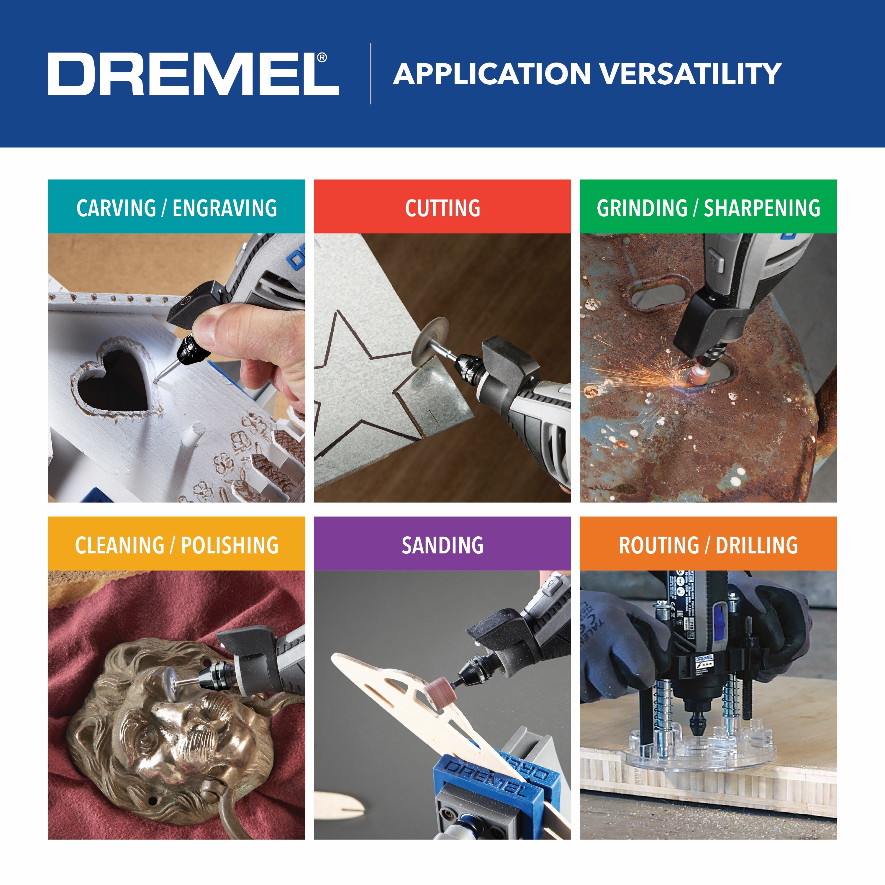 Dremel F0134300JB 4300-3/45 EZ Wrap Multi Tool + 3 Attachments & 45  Accessories