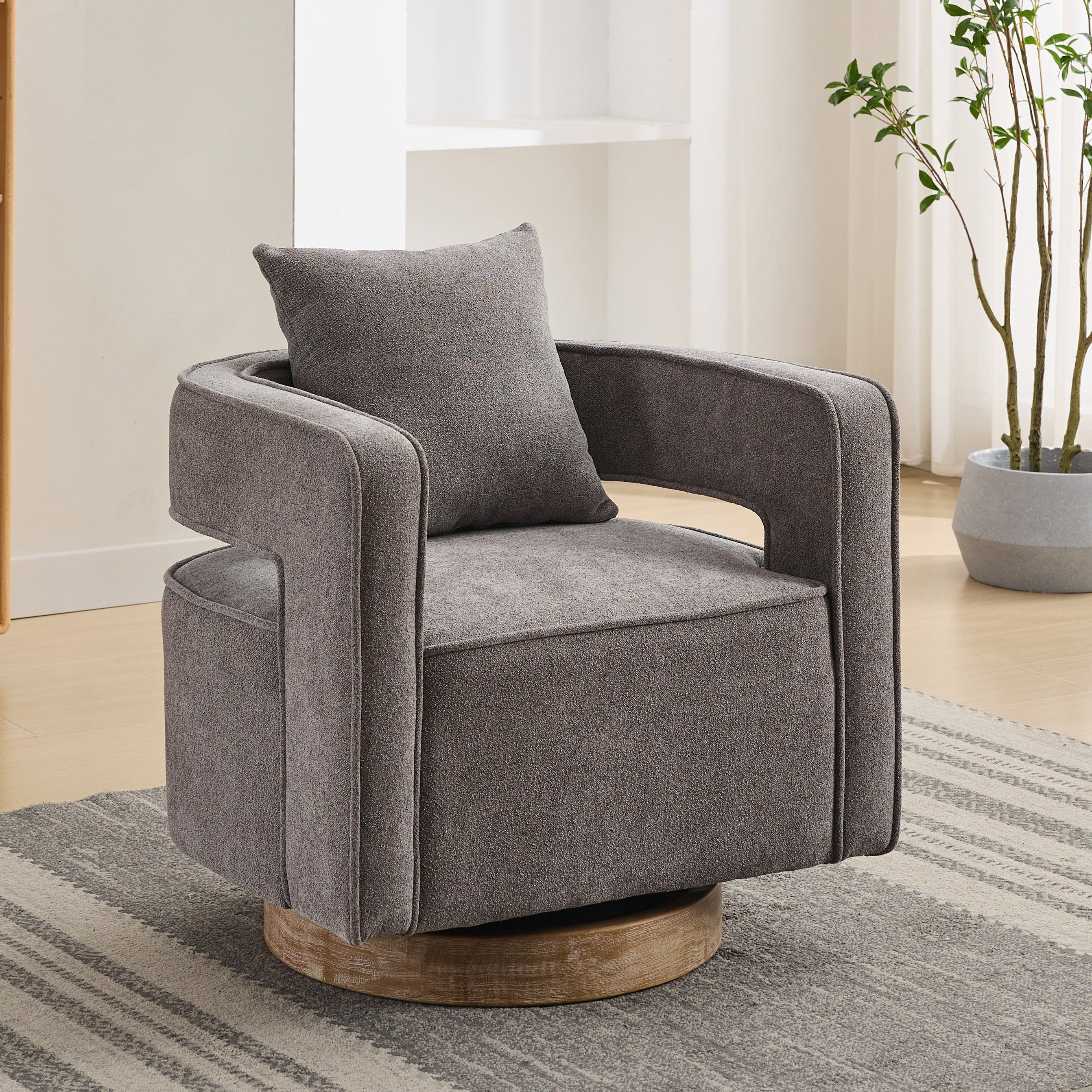 Hrinhom HC-W1111-CHARCOAL Modern CHARCOAL Swivel Accent Chair