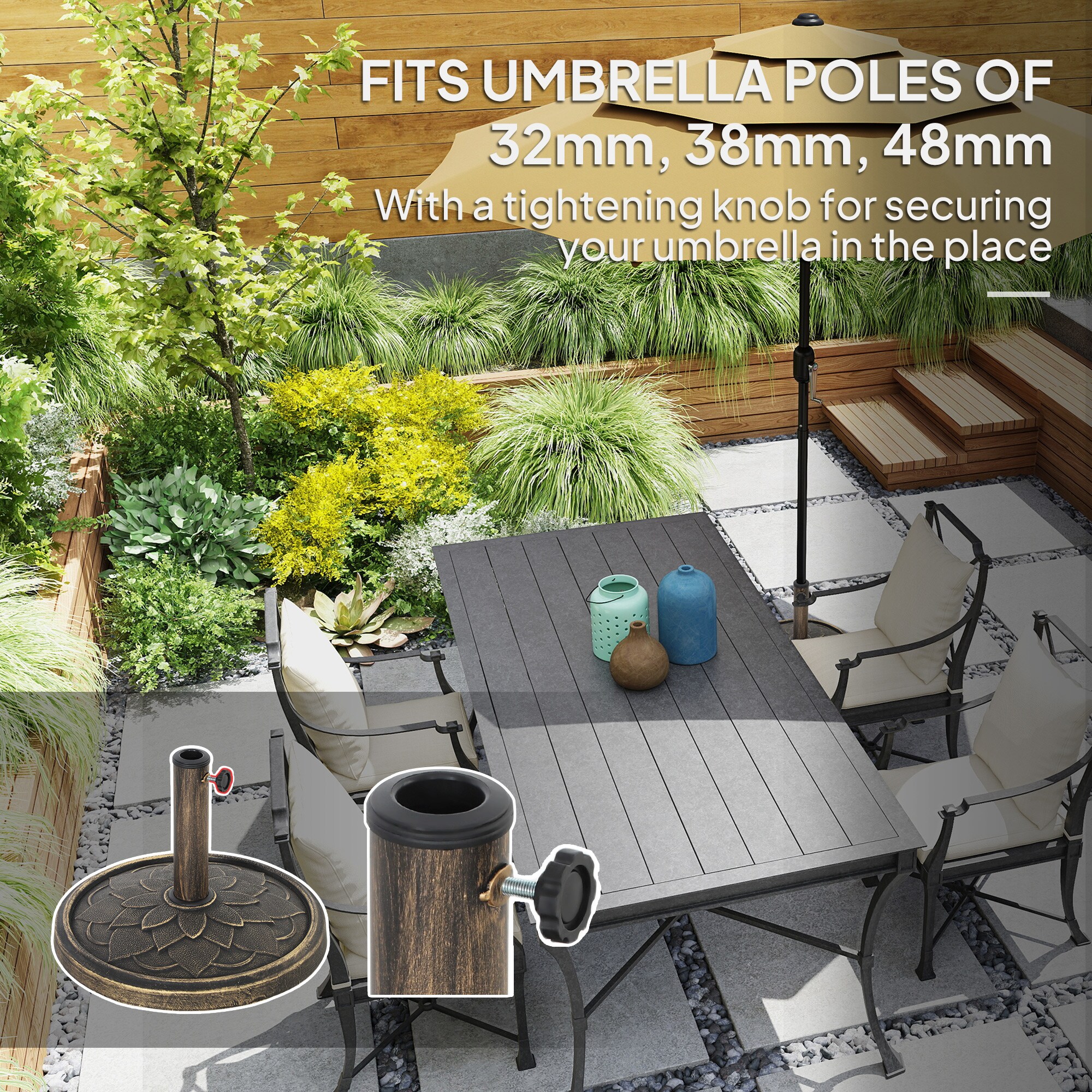 Outsunny 84D-377V00TN Umbrella-Bases - View #8