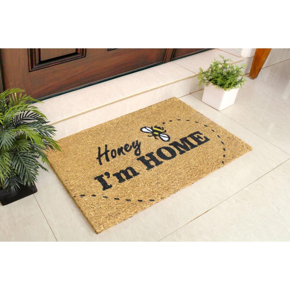 Embossed Boho Natural Coco Coir Non-slip Welcome Door Mat for Home