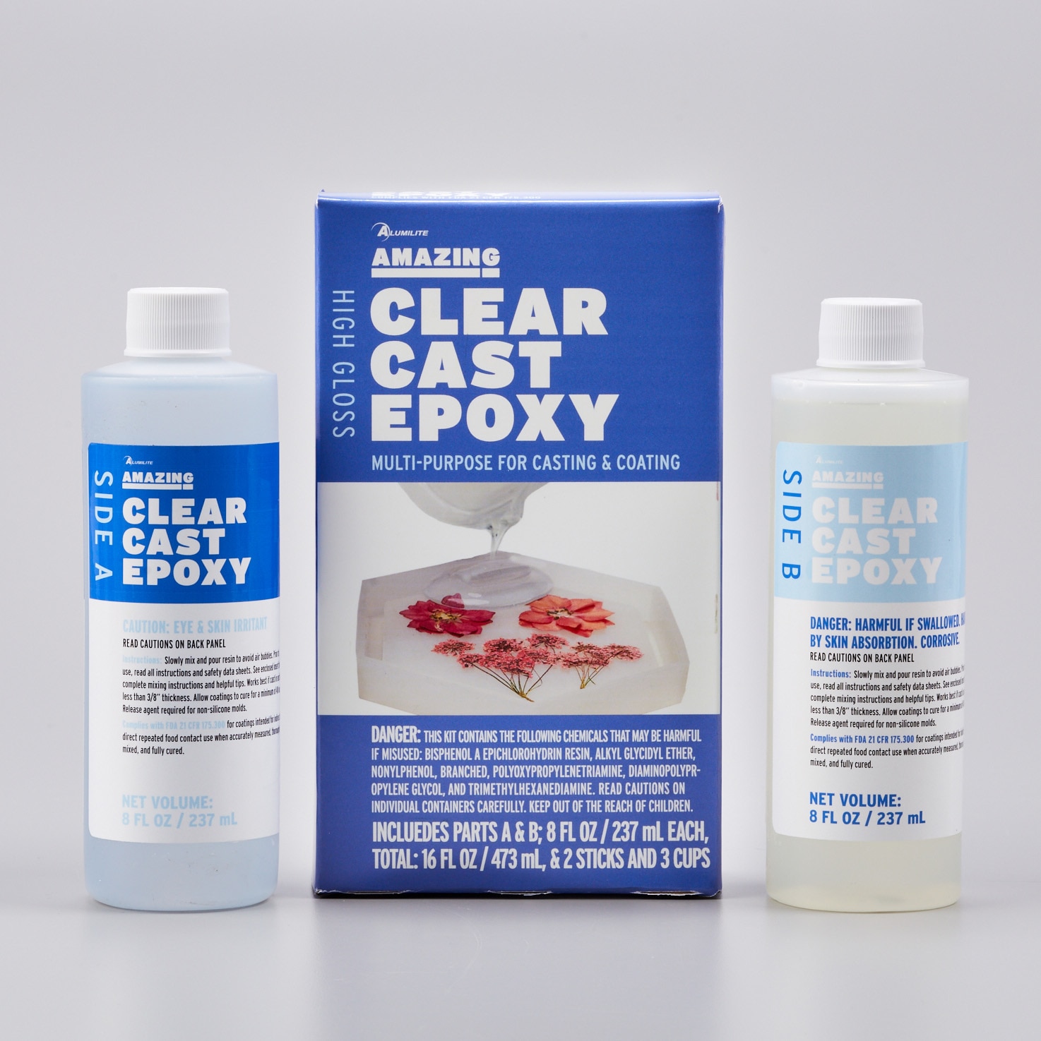 Alumilite Clear Epoxy Casting Compound - High Gloss, Durable Finish - 1:1  Mix Ratio - FDA Approved for Food Contact