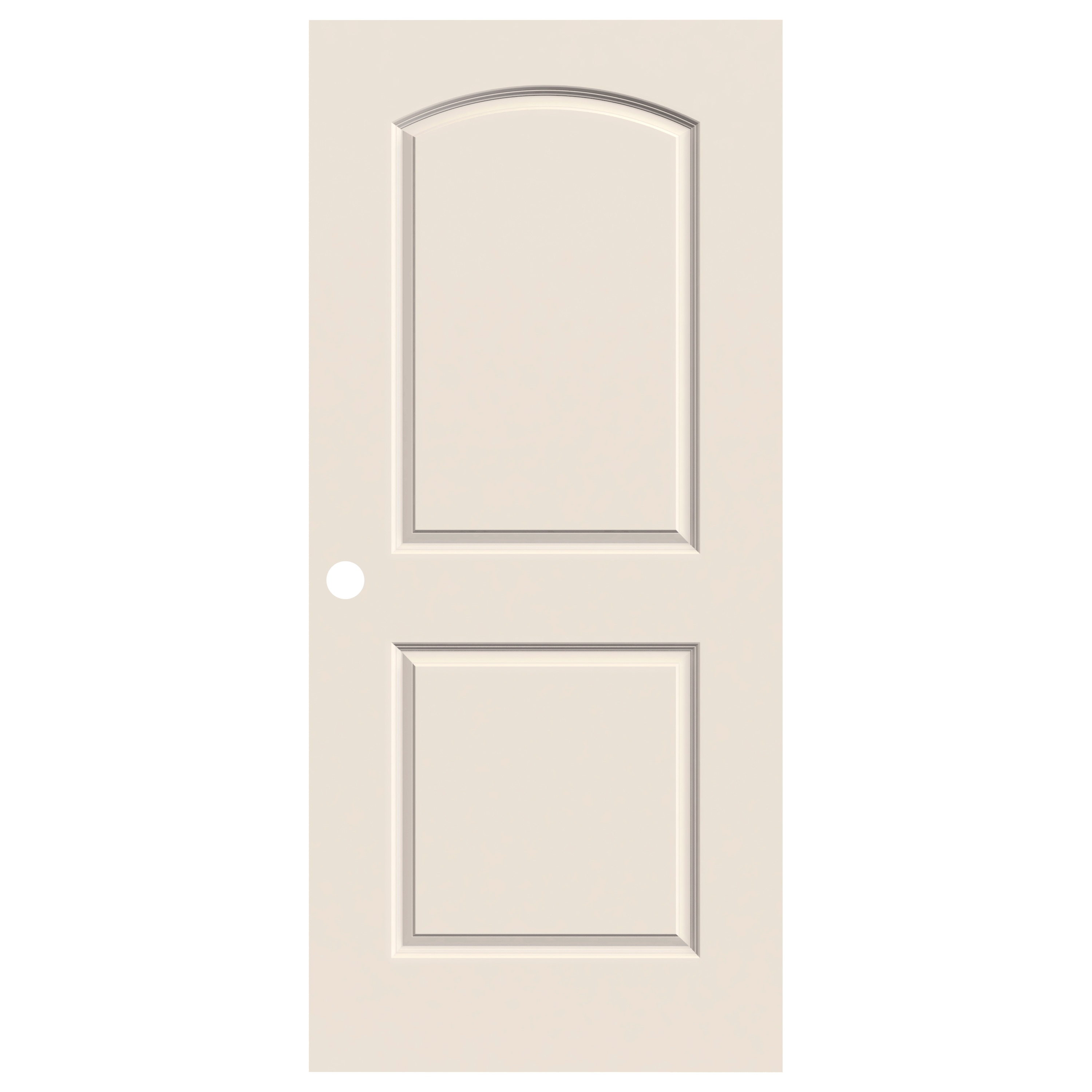 JELD-WEN JWPRO251600091 Caiman 36-in x 80-in Primed 2-panel round top Smooth Hollow core Primed Molded composite Slab Door with Lockset Bore