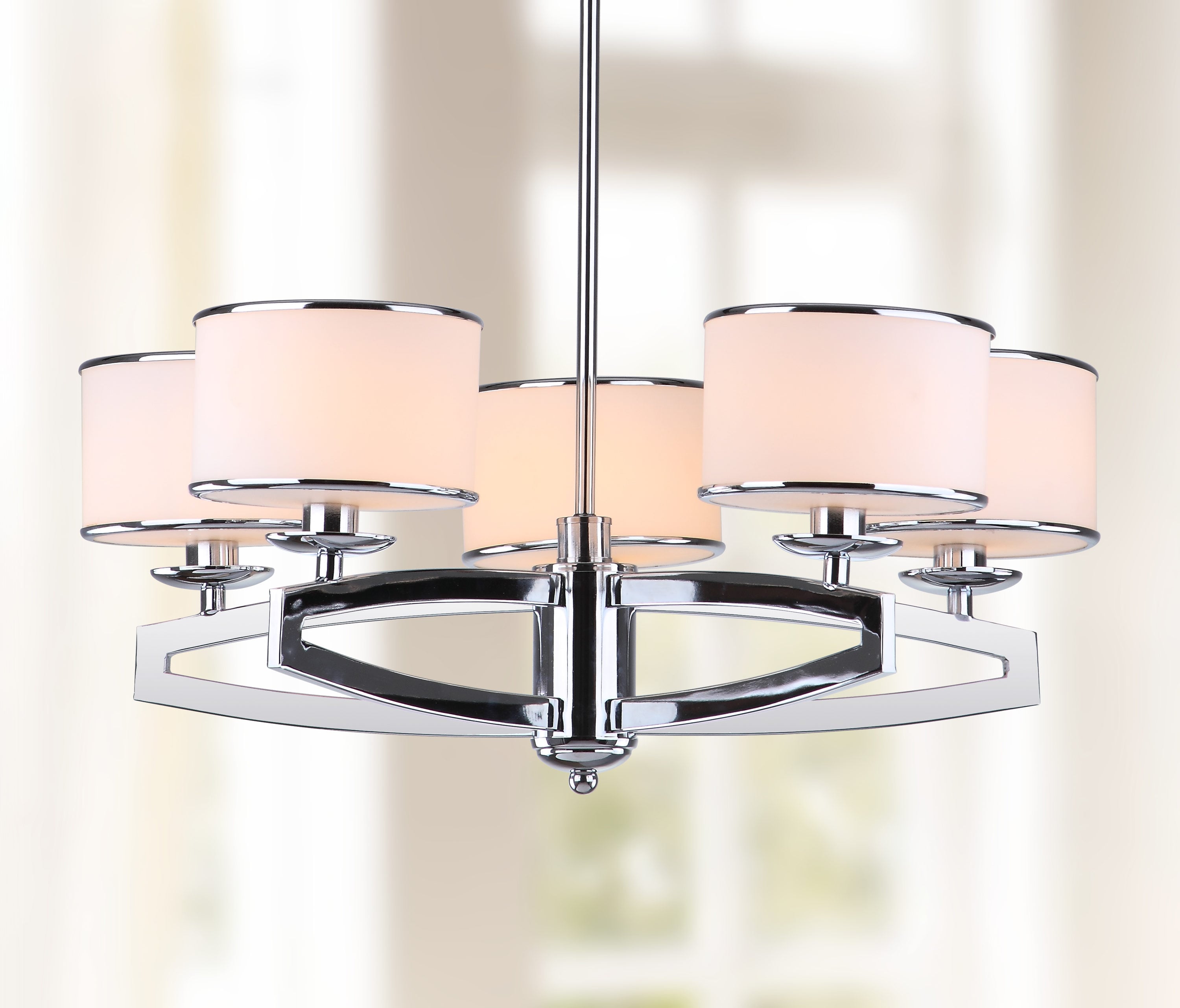 Lenora 25" Chrome Glass Drum Pendant Light