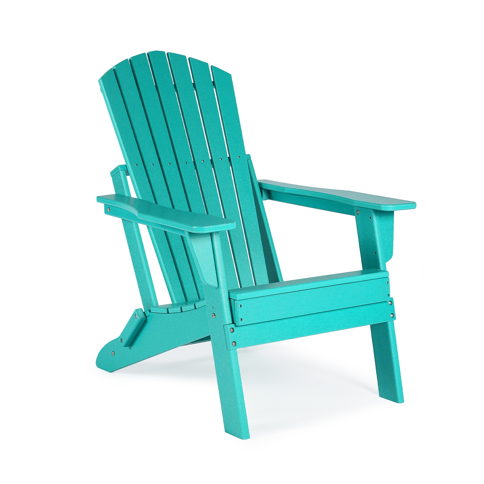Aoodor A302-PLELE Folding Patio Adirondack Chair Stackable Lake Blue HDPE Frame Stationary Adirondack Chair with Blue Solid Seat