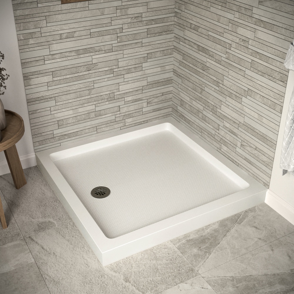 Streamline 36" White Acrylic Corner Shower Base with ABS Drain