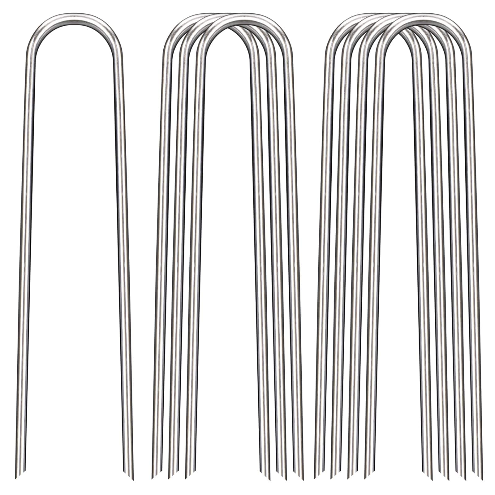 Ahfiwaso  12 Inch Landscape Staples Heavy Duty 8 Gauge Galvanized Garden Stakes for Weed Barrier Fabric Irrigation Tubing Fence Outdoor