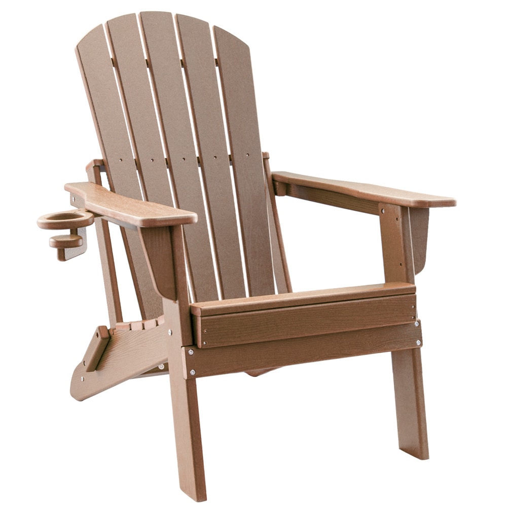 Upland YYFAC-TK1 Adirondack Chair Teak HDPE Frame Stationary Adirondack Chair with Solid Seat