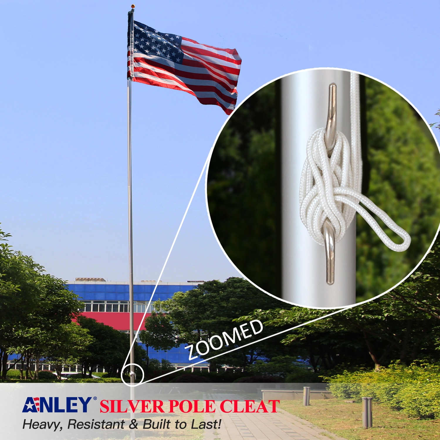 Anley 2-Pack Halyard Rope Cleat Metal Flag Pole Cleat in the Flag
