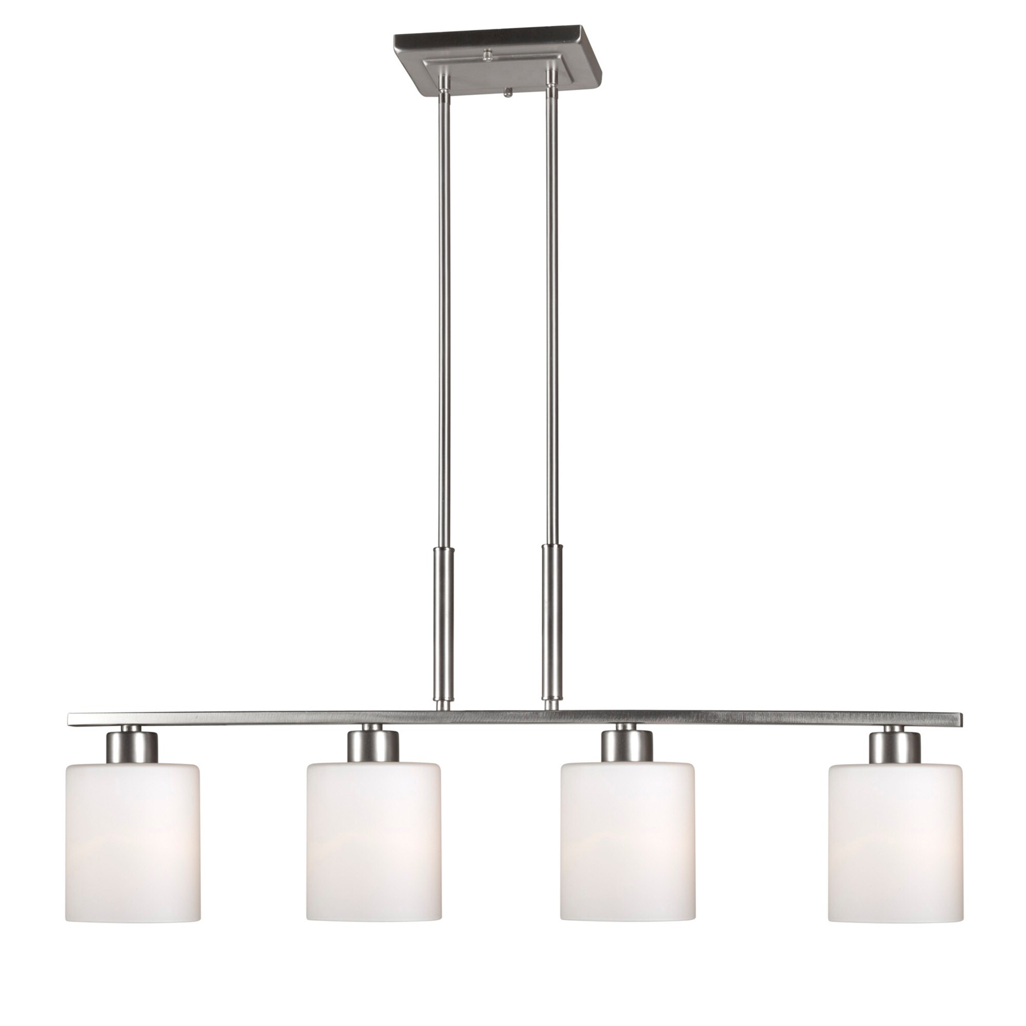 Brushed Nickel 4-Light Linear Pendant with Satin Opal Glass