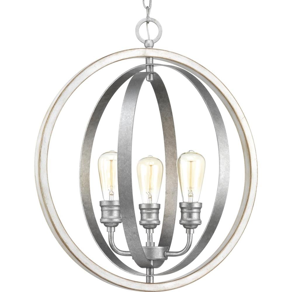 Progress Lighting P500093-141 Conestee 3 -Light Galvanized Coastal Globe Medium Hanging Pendant light