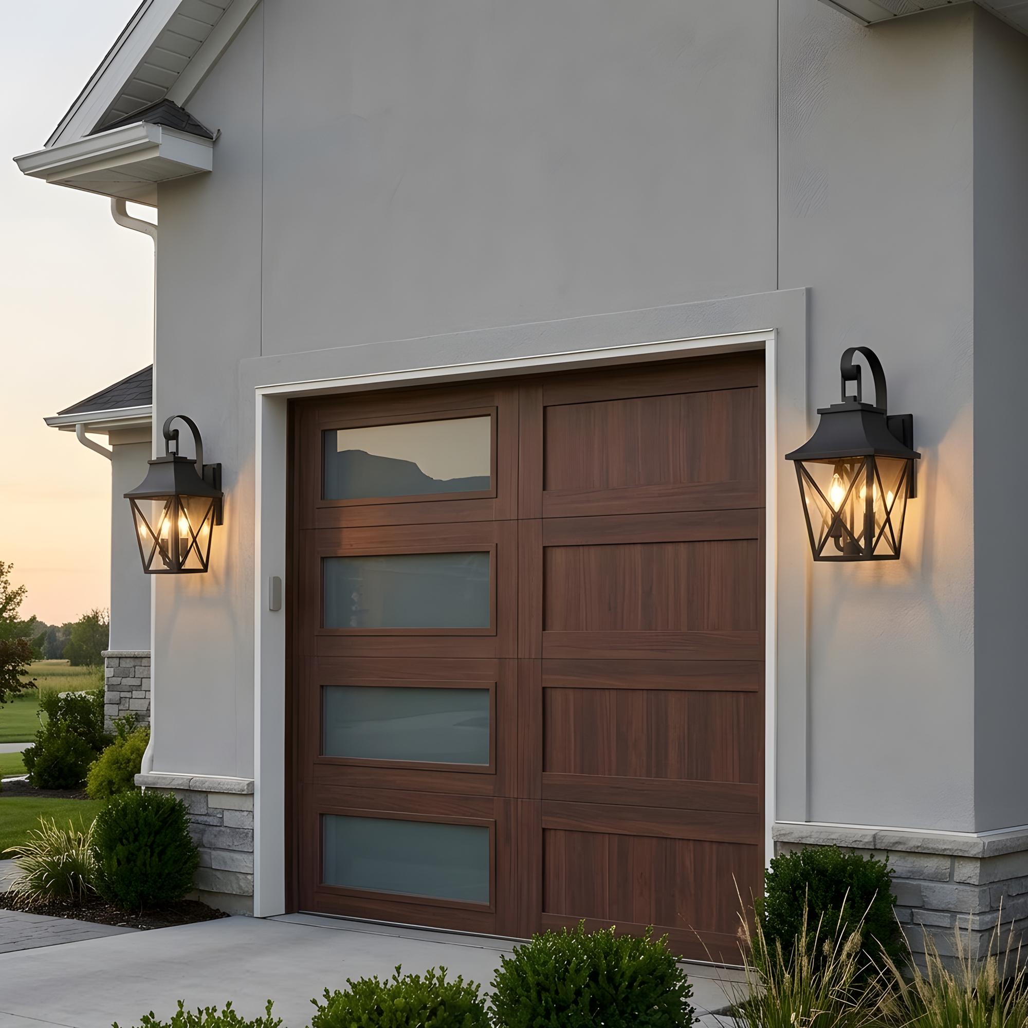 RCCFBHM - Waterproof Black Outdoor Wall Lantern Large 2-Light Exterior Sconce Fixture with Clear ...