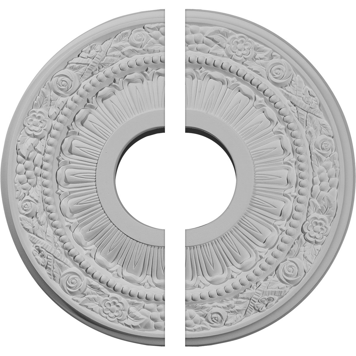Ekena Millwork CM12NA2 Nadia 12.125-Inches W x 12.125-Inches L Architectural White Polyurethane Split Ceiling Medallion