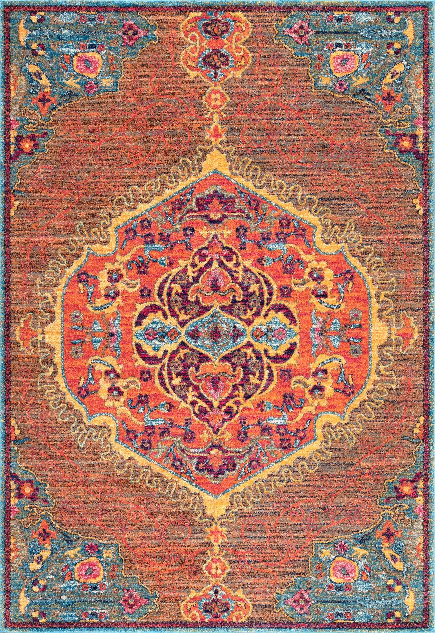 nuLOOM RZBD63B-2808 2 x 8 (ft) Loomed Polypropylene Orange Rectangular Indoor Medallion Vintage Runner rug