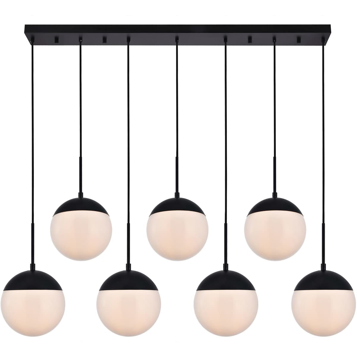 Decovio  12930-BI7 Oyster Bay 7 Light 8 inch Black Pendant Ceiling Light