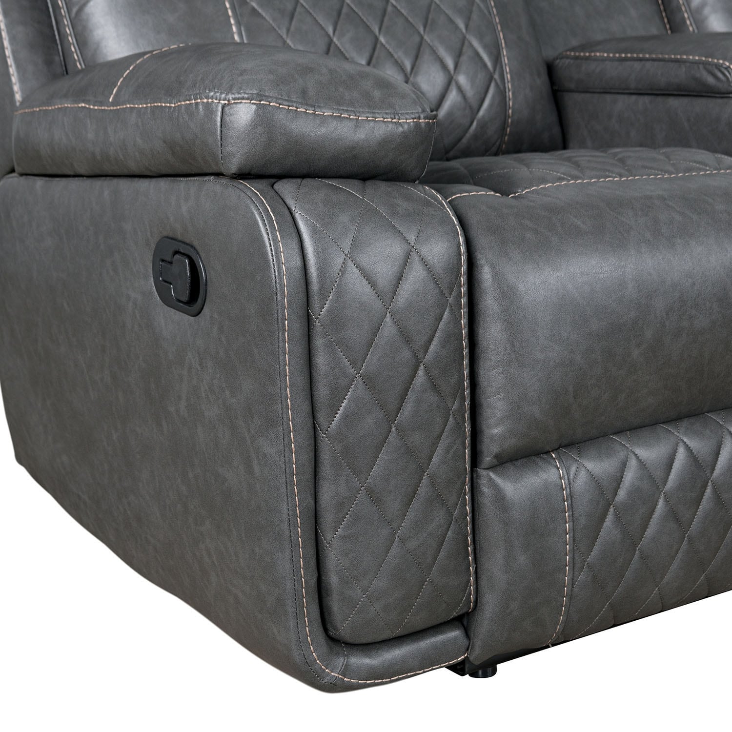 Bybafun 98-in Midcentury Gray Faux Leather 5-seater Reclining Sectional ...