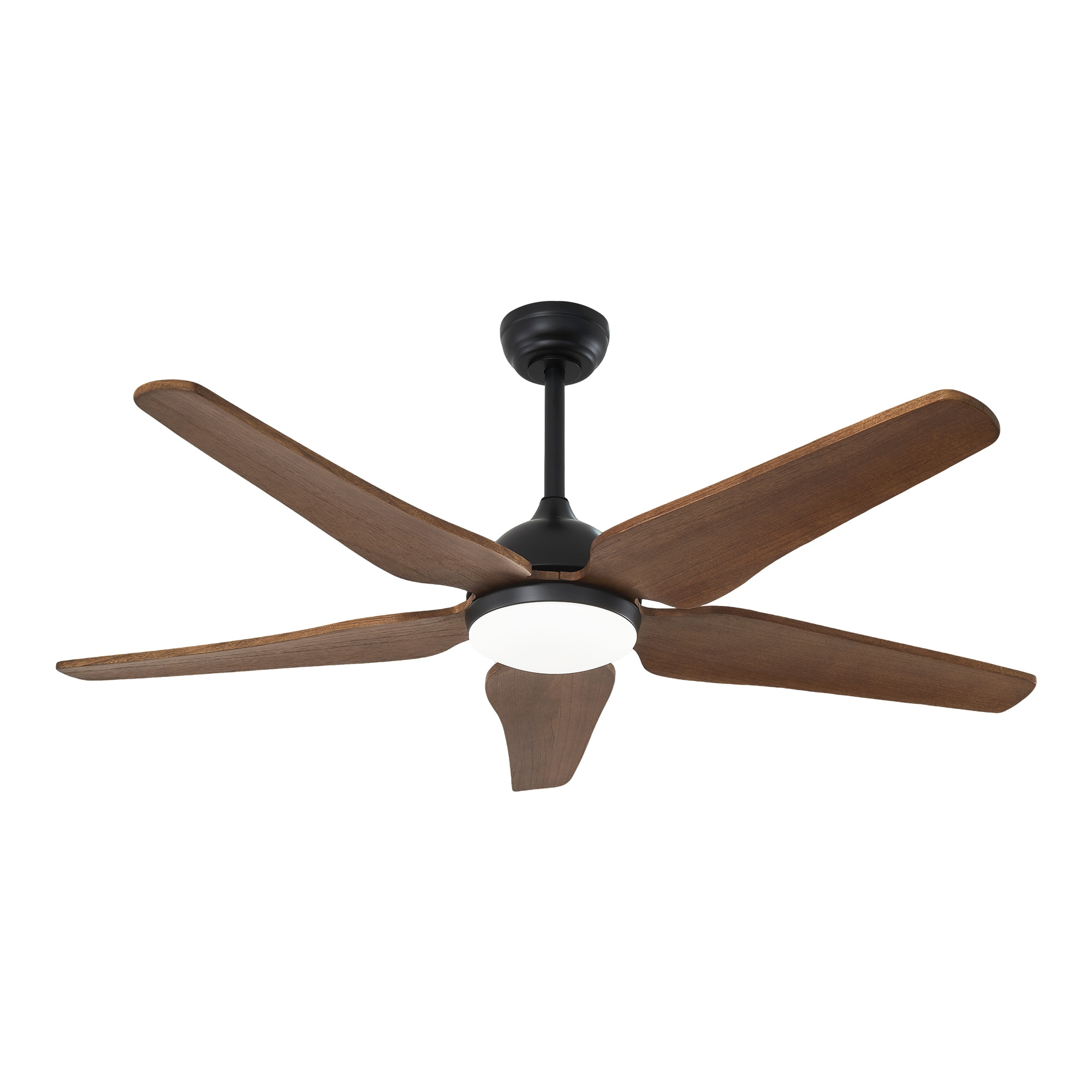DAKAFUL - 52-in Modern Matte Black LED Ceiling Fan With Light and Remote Control Included for Bed...
