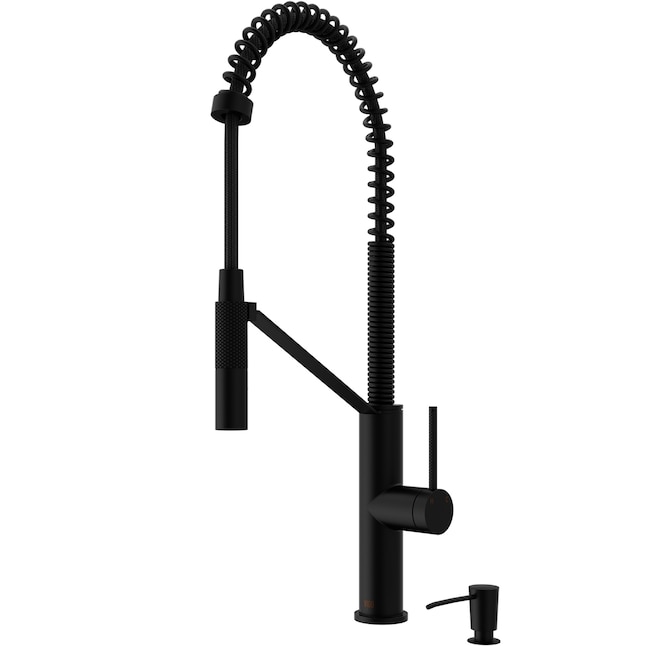 Livingston Single-Handle Pull-Down Sprayer Kitchen Faucet with Soap Dispenser in Matte Black Livingston Single-Handle Pull-Down Sprayer Kitchen Faucet with Soap Dispenser in Matte Black