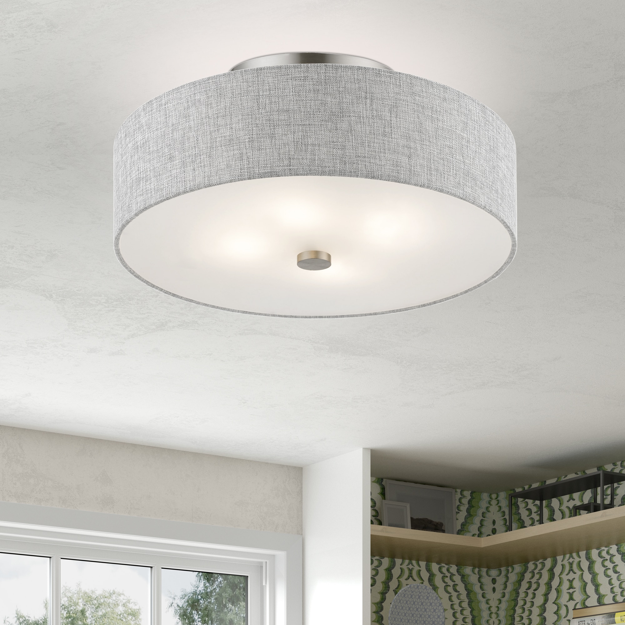 Dakota Brushed Nickel 4-Light Semi-Flush Mount with Urban Gray Shade