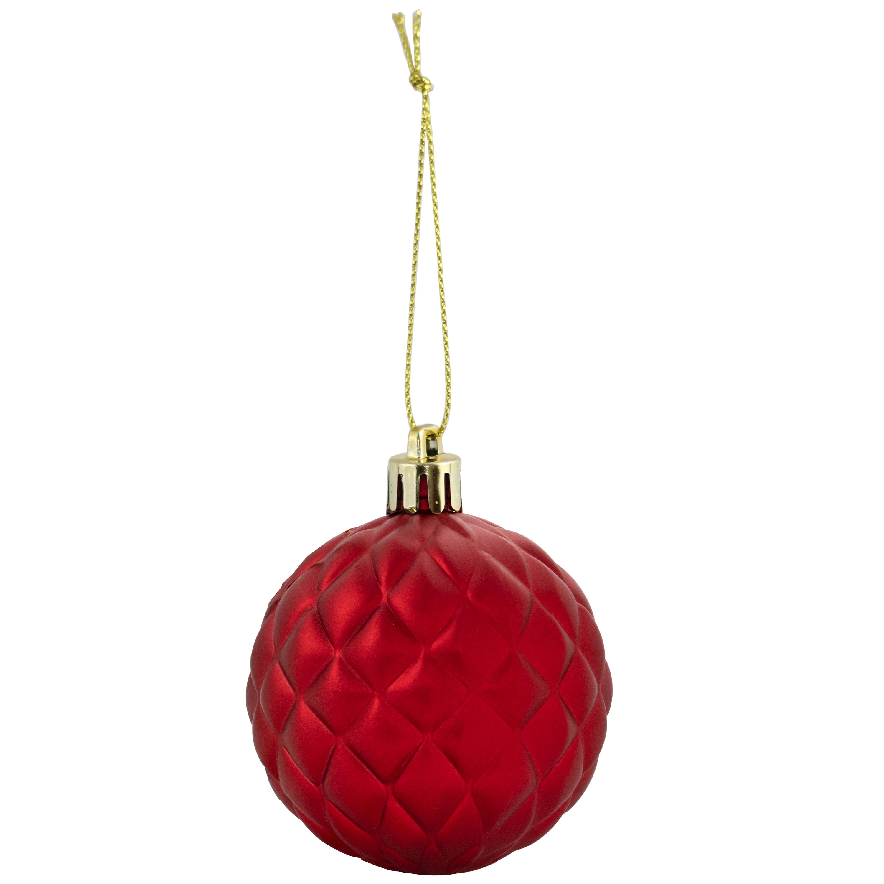 Red Shatterproof Plastic Christmas Ornament Set, 100 Pieces