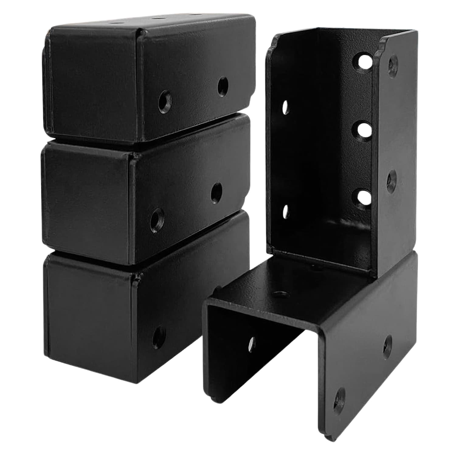 Etokfoks 24 Pack Cold Rolled Steel U Shaped Deck Railing Bracket Connectors for 2 x 4 Lumber Black 0 16 in Thick with Screws and Drill