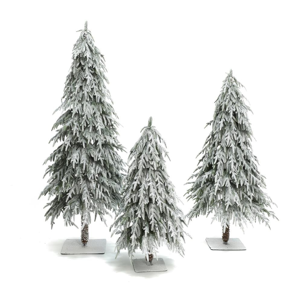 4-ft Pre-lit Flocked Assorted Artificial Christmas Tree with Multicolor LED Lights