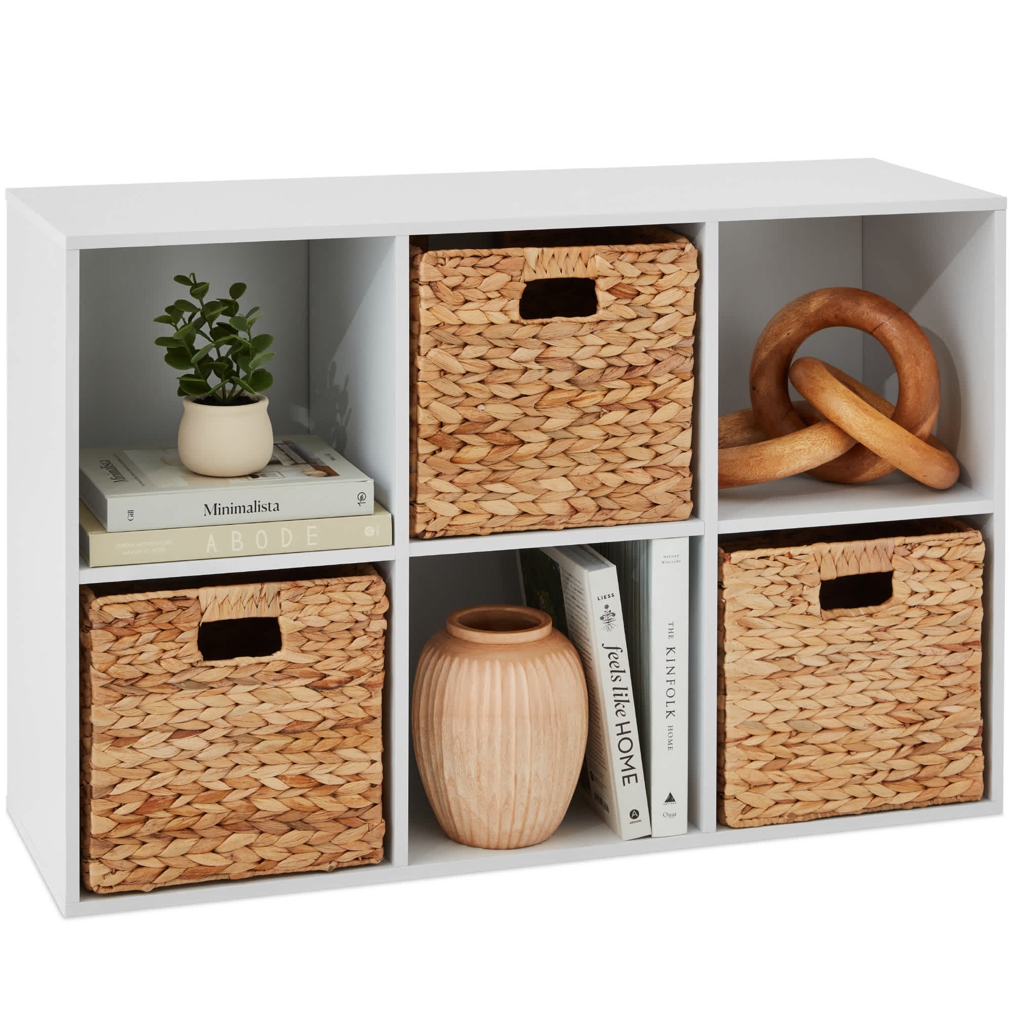 Best Choice Products SKY6870 6-Cube Bookshelf 11in Display Storage System Organizer w/ Removable Back Panels - White