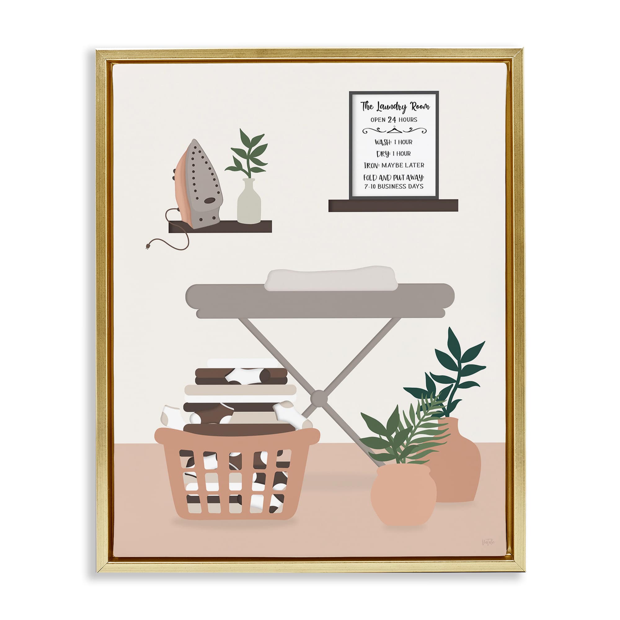 Stupell Industries BT-966-FFG-24X30 Laundry Rules Modern View Floating Frame design by Natalie Carpentieri