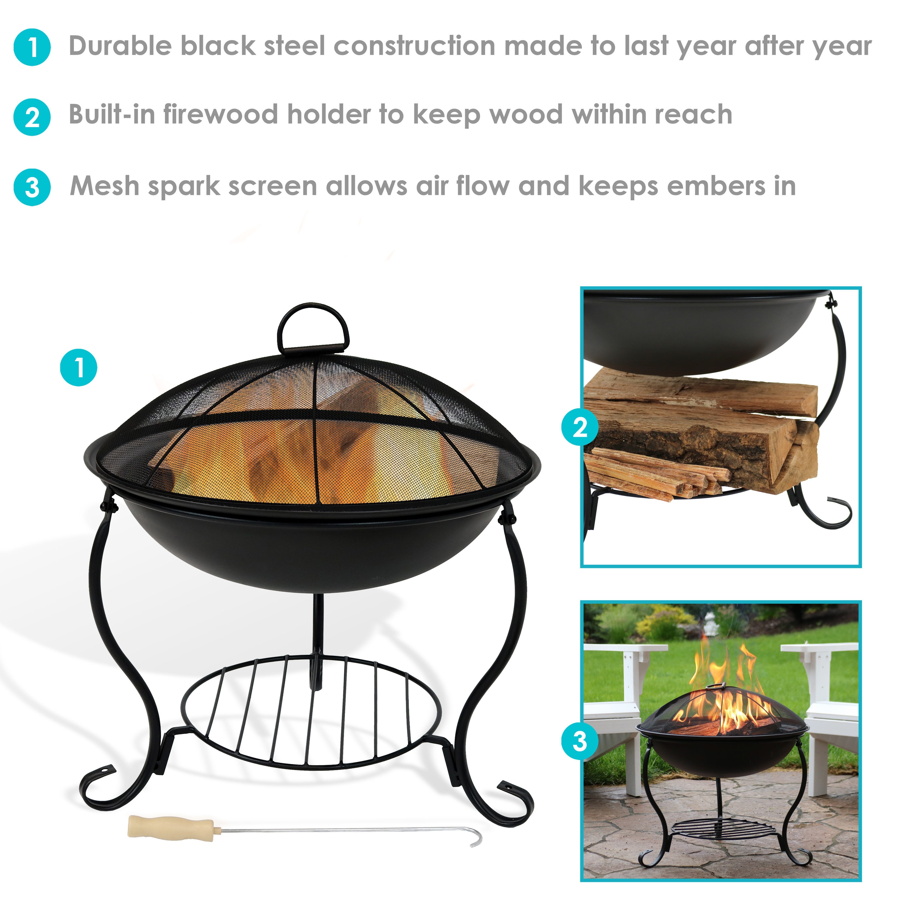 Sunnydaze Decor RCM-LG171 Outdoor-Woodburning-Firepits - View #2