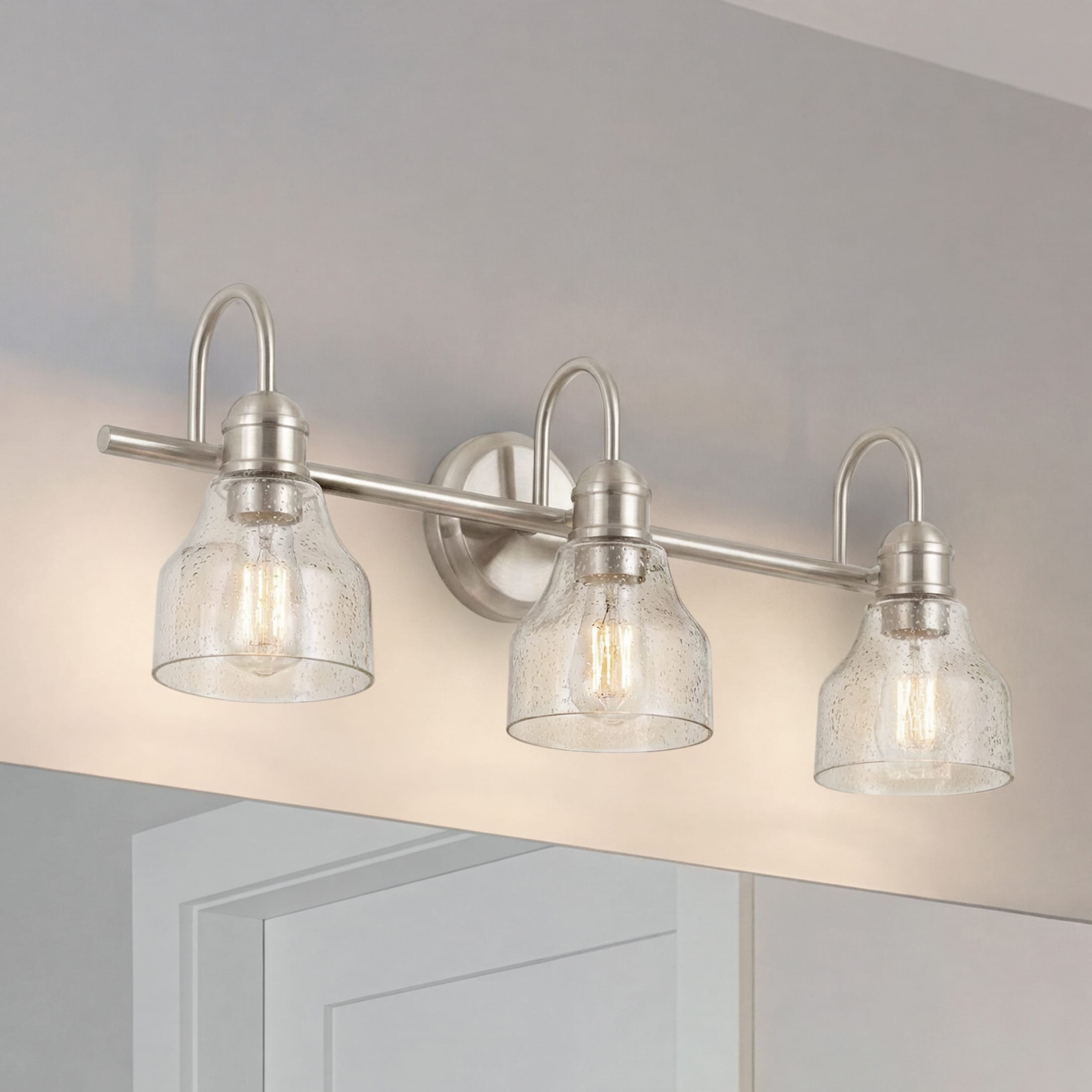 Kichler Avery 24-in 3 Light Brushed Nickel Farmhouse Bathroom Vanity light