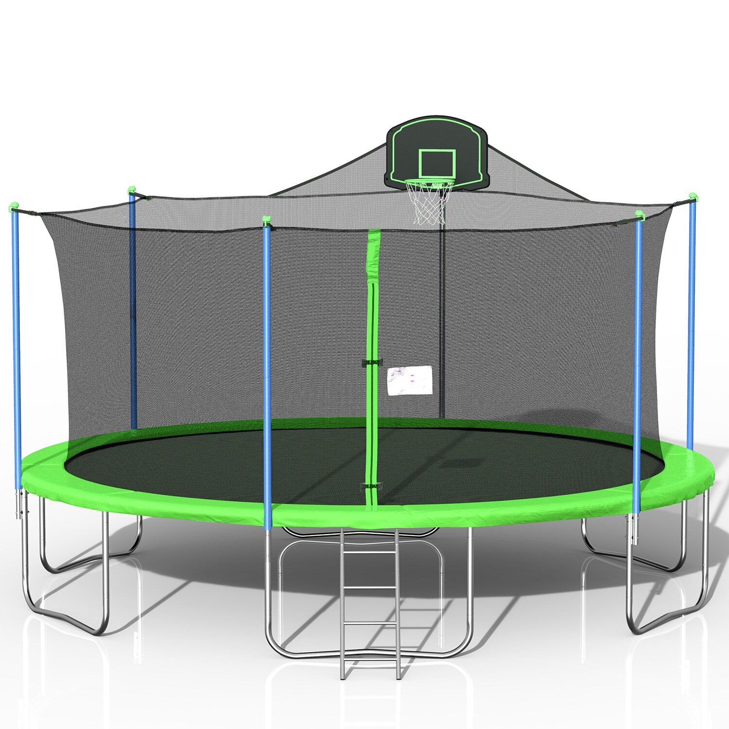 Maincraft D01-TP009 16FT GREEN TRAMPOLINE  WITH ENCLOSURE NET AND LADDER-METAL
